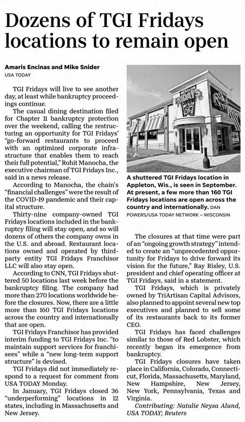 TGI Fridays - Detroit Free Press 2024 11 06 A11 (newer photo)