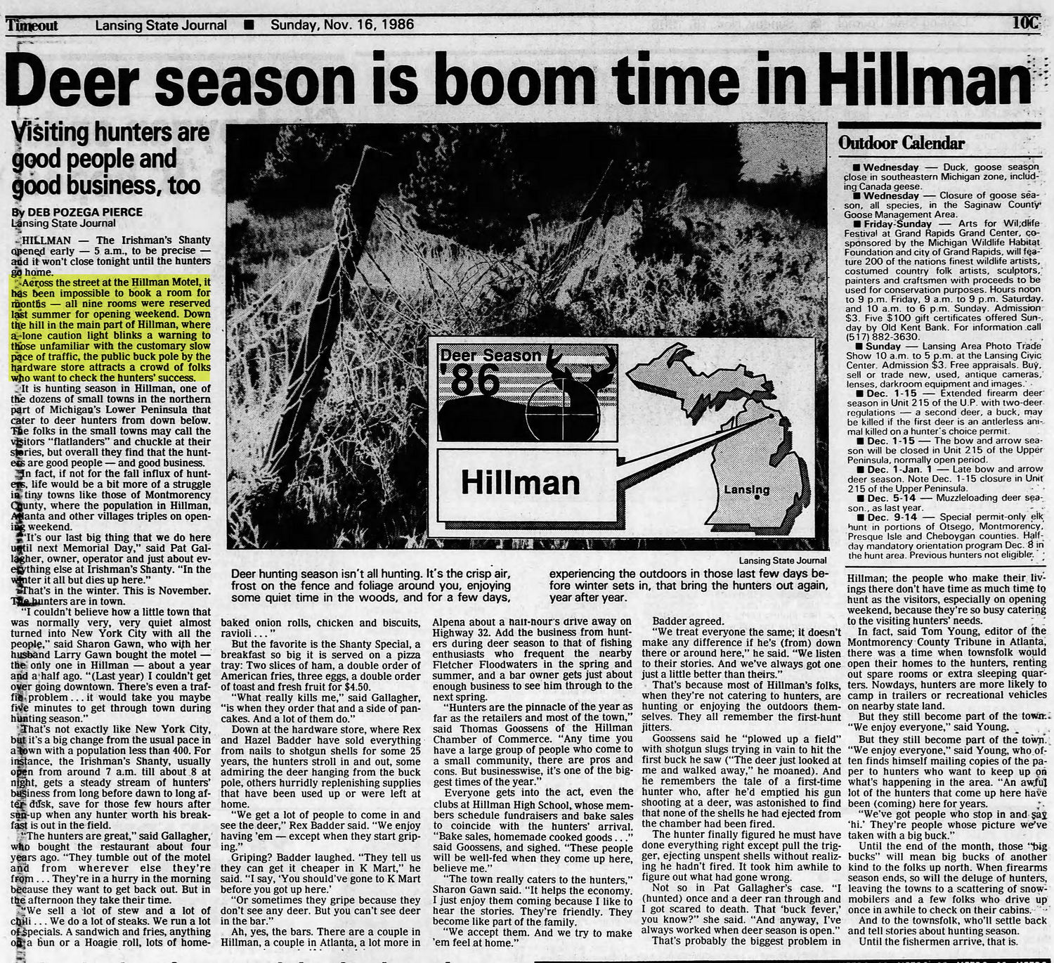 Hillman Motel - Lansing State Journal Sun  Nov 16  1986  (newer photo)