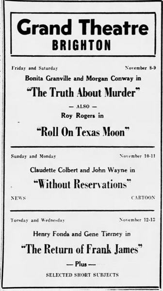 Washington Theatre - Livingston County Daily Press And Argus Wed Nov 6 1946 (newer photo)