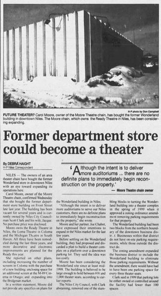 Wonderland Cinema - The Herald Palladium Fri Jan 12 2001 (newer photo)